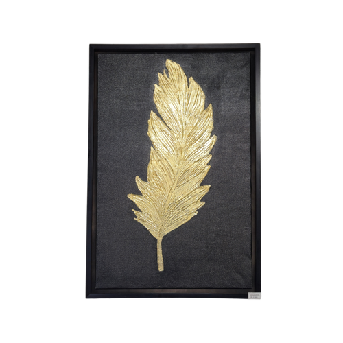 Gold Feather on black background