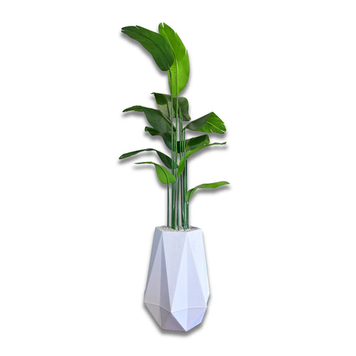 Diamond 26 inc white stone with banana plant 6 feet