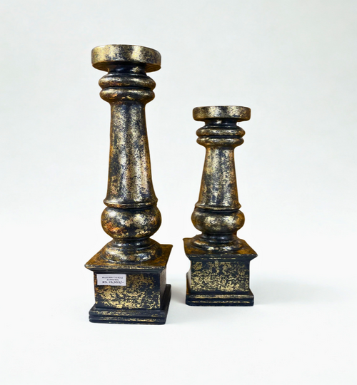 Wooden Antique Candle Stand B/L Set