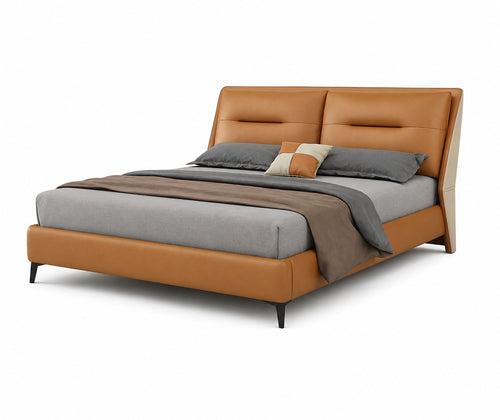 Modern Upholstered Leather Platform Bed