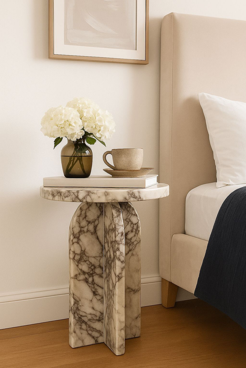 Marble Column Accent Table