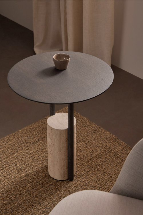 Round Drum Base Side Table