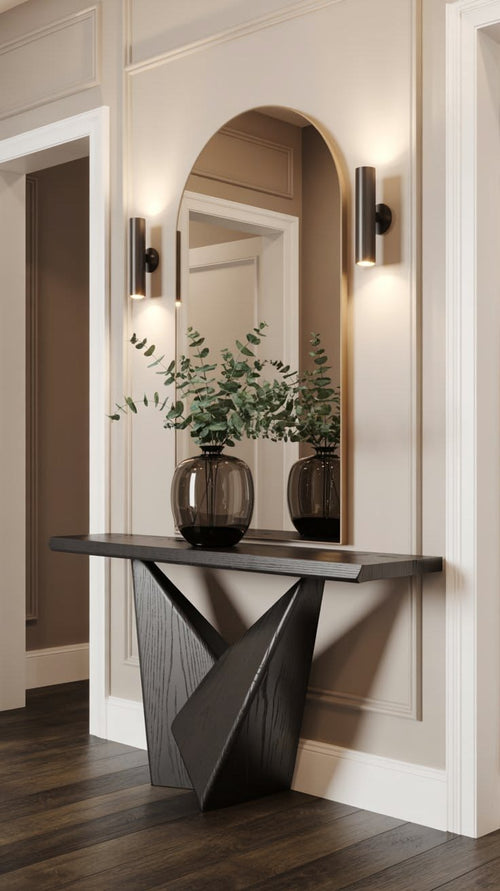 Natural Wood Slatted Console