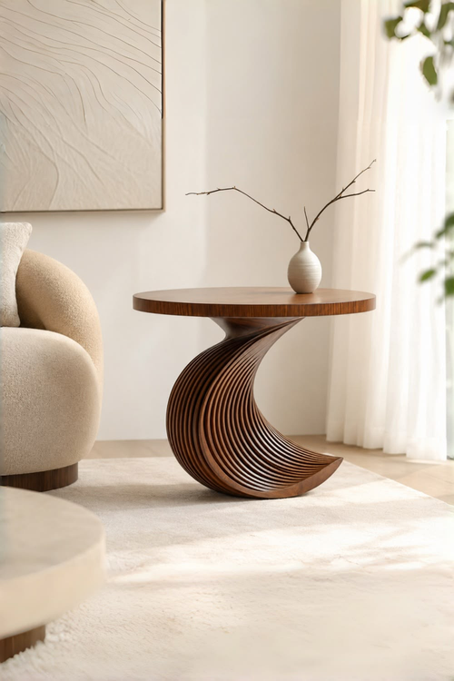 Sculptural Curved Base Side Table