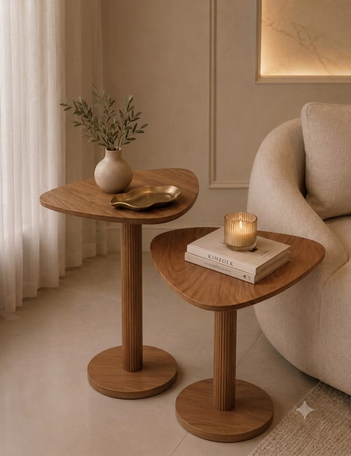 Organic Round Pedestal Side Table