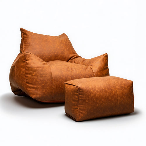Sachem Bean Bag with Ottoman Burnt Sienna - No