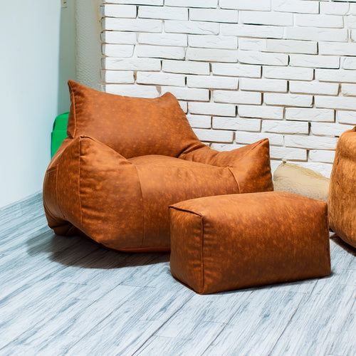 Sachem Bean Bag with Ottoman Burnt Sienna - No