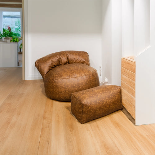 Loaf Leatherite Bean Bag with Footrest Halloween Yellow (Three Piece Set)