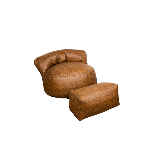 Loaf Leatherite Bean Bag with Footrest Halloween Yellow (Three Piece Set)