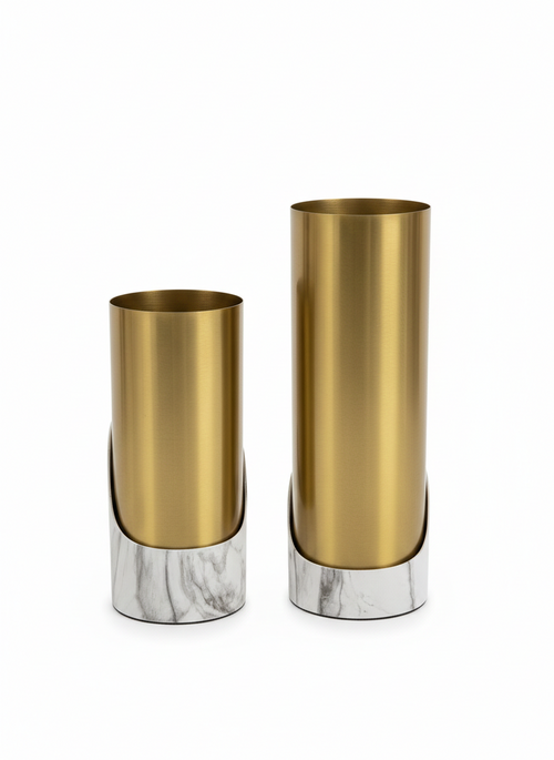 Brass Cylindrical Decor Pieces Pair
