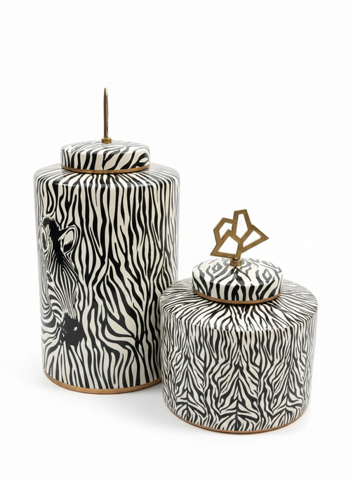 Zebra Candy Jars (Set of Two)