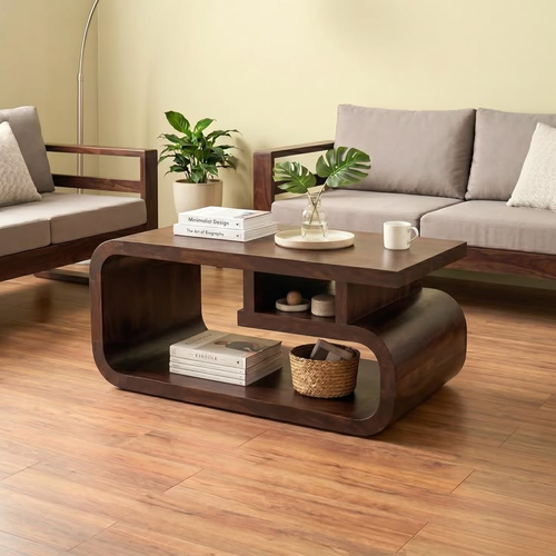 Modern Curved Storage Center Table