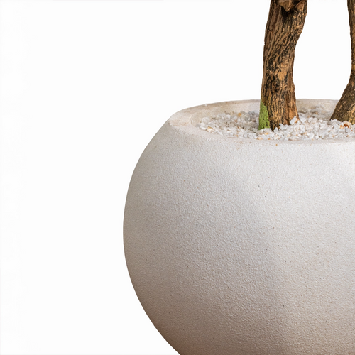 Orion white stone 12 inches with peach blossom tree