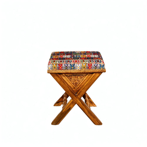 Wooden Swati muticolor ottoman stool